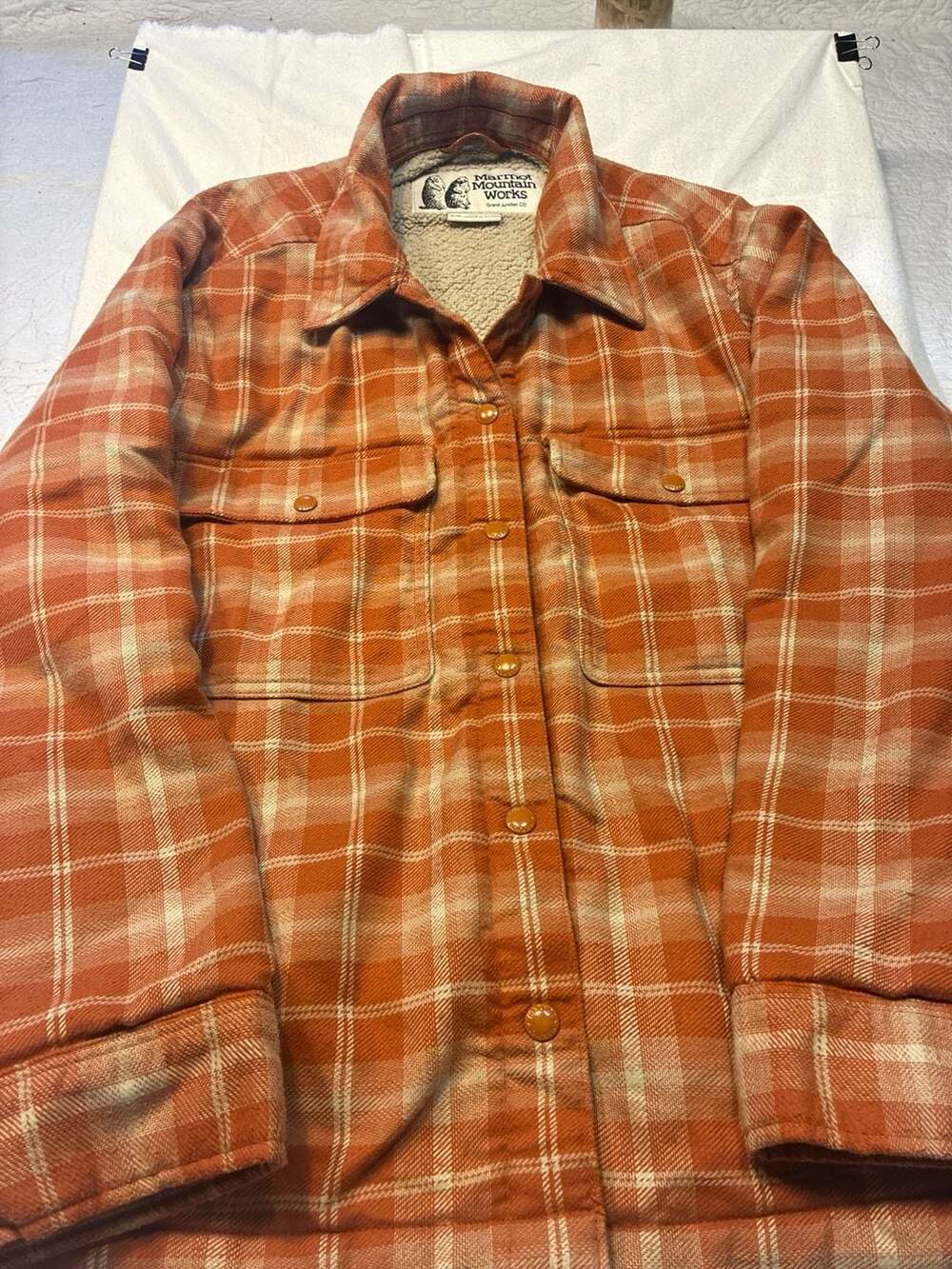 Marmot Mountain Works Sherpa-Lined Plaid Flannel Shirt Jacket Size XL